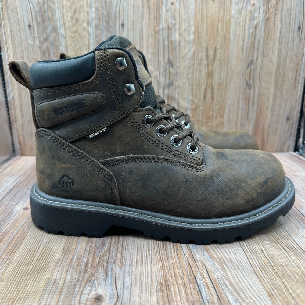 Wolverine Womens Floorhand Steel Toe 6" Waterproof Work Boot Brown Size 7.5 W